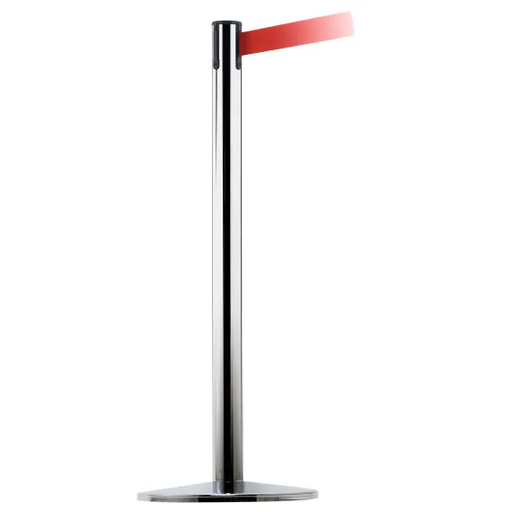 Sperrebånd DSE Gulv, 3,0m Rødt band, Sølvfarget stolpe