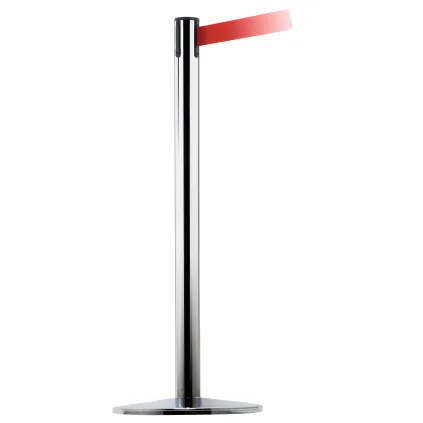 Sperrebånd DSE Gulv, 3,0m Rødt band, Sølvfarget stolpe