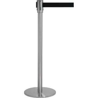 Sperrebånd Tensa, Gulv, 2,3m Sort bånd, Sølvfarget stolpe