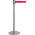 Sperrebånd Tensa, Gulv, 2,3m Rødt bånd, Sølvfarget stolpe