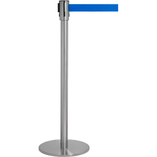 Sperrebånd Tensa, Gulv, 2,3m Blått bånd, Sølvfarget stolpe