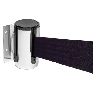 Sperrebånd Tensa, Vegg, 2,3m Sort bånd, Sølvfarget Spole