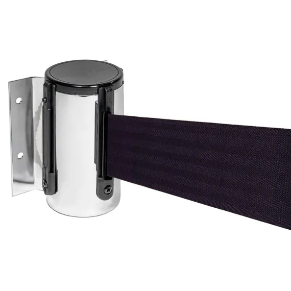 Sperrebånd Tensa, Vegg, 2,3m Sort bånd, Sølvfarget Spole