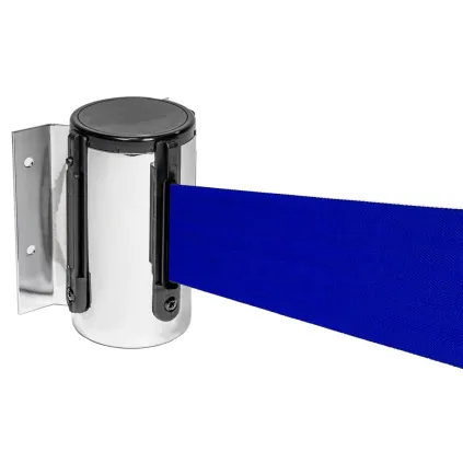 Sperrebånd Tensa, Vegg, 2,3m Blått bånd, Sølvfarget Spole