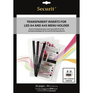 Menyark til LED menymappe A4 laser transp.