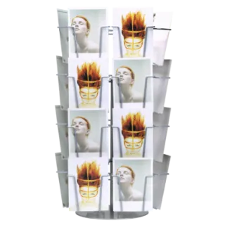 Brosjyrekarusell Bord,24xA6,Sølvgrå