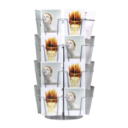 Brosjyrekarusell Bord,24xA6,Sølvgrå