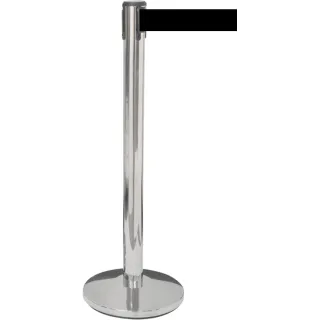 Sperrebånd DSE Gulv, 3,0m 3m sort band, Sølvfarget stolpe