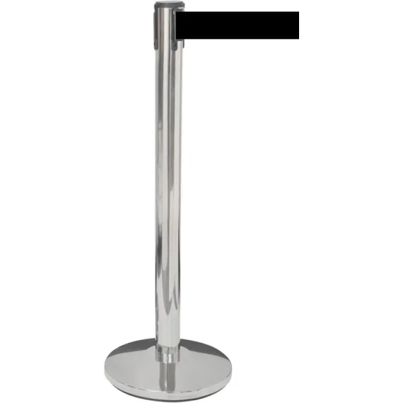 Sperrebånd DSE Gulv, 3,0m 3m sort band, Sølvfarget stolpe