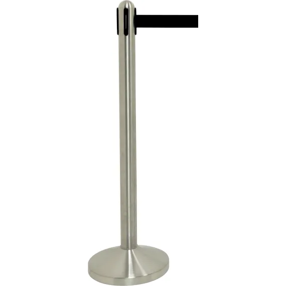 Sperrebånd Securit Gulv 2,1m Sort bånd, Stål stolpe