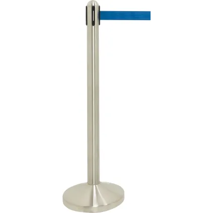 Sperrebånd Securit Gulv 2,1m Blått bånd, Stål stolpe