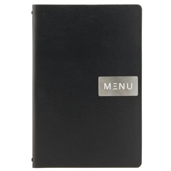 Menymappe Raw A4, Sort Lær