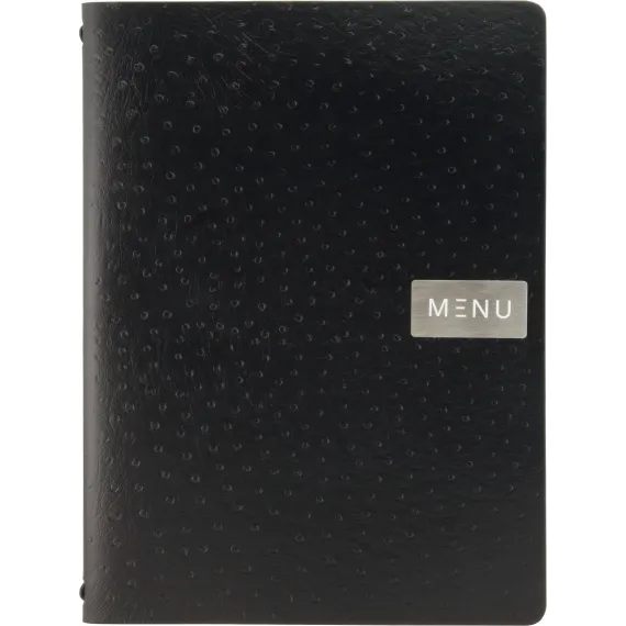 Menymappe Ego A4, Sort Lær