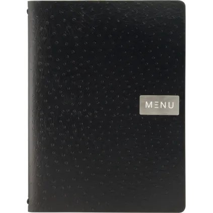 Menymappe Ego A4, Sort Lær