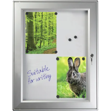 Infoskap m/lås Whiteboard magnetisk 59x76cm