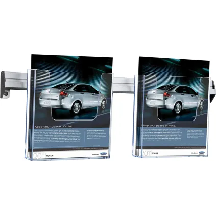 Brosjyreholder Vegg,m/ Veggskinne, 2xA5, Akryl