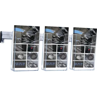 Brosjyreholder Vegg,m/ Veggskinne, 3xA6/A5, B:105 H:148, Akryl