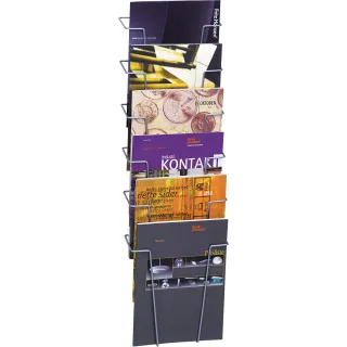 Brosjyrestativ vegg,6xA4,Sølvgrå