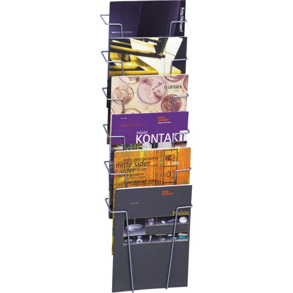 Brosjyrestativ vegg,6xA4,Sølvgrå