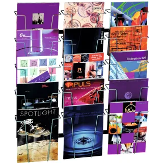 Brosjyrestativ vegg,15xA4,Sølvgrå