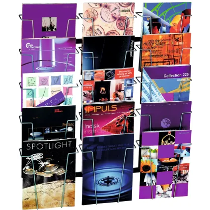 Brosjyrestativ vegg,15xA4,Sølvgrå