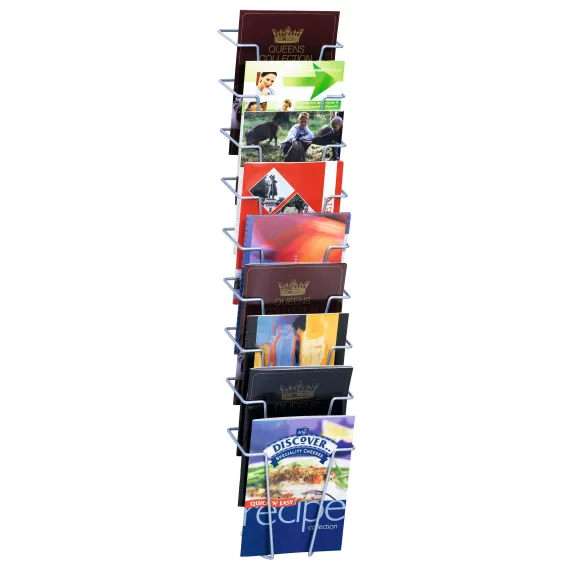 Brosjyrestativ vegg,9xA5,Sølvgrå