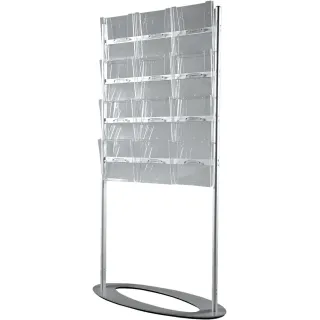 Brosjyrestativ Elipse,12xA4,Alu/Akryl, Enkeltsidig