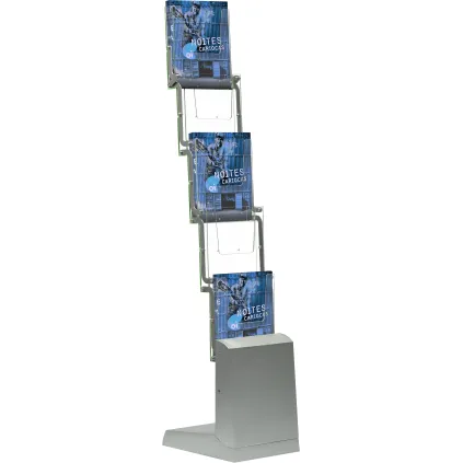 Brosjyrestativ Fold Up, 5 x A4 Akryllommer, sammenleggbar med bæreveske