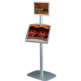 Brosjyrestativ Multistand 44,A4,enkelsidig,liggende,1xA3 stålhylle