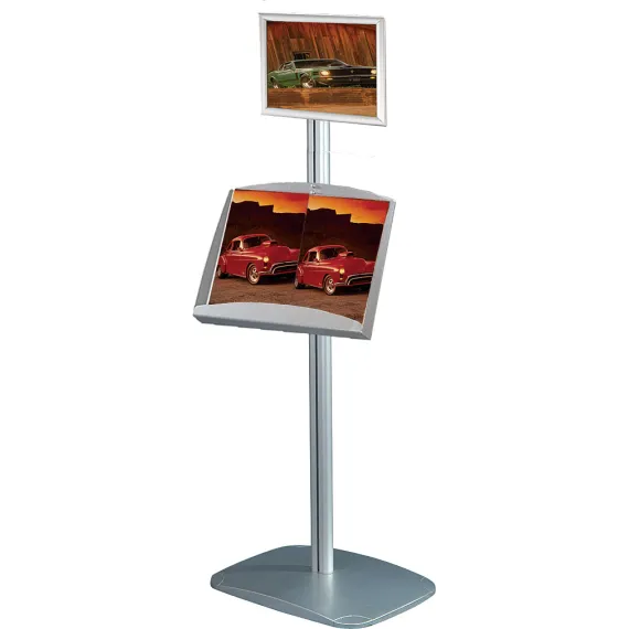 Brosjyrestativ Multistand 44,A4,enkelsidig,liggende,1xA3 stålhylle