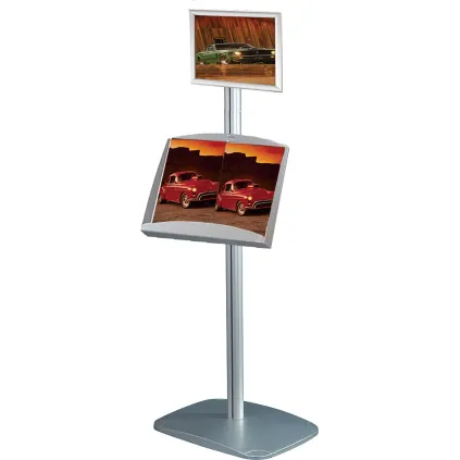 Brosjyrestativ Multistand 44,A4,enkelsidig,liggende,1xA3 stålhylle