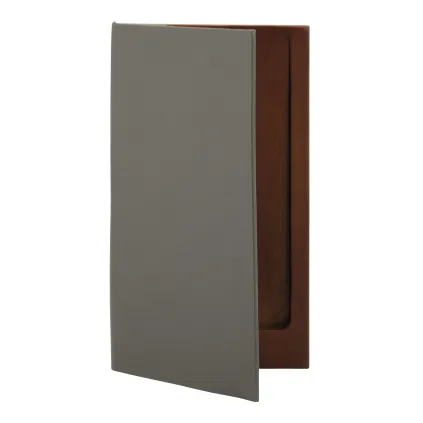 Regningsmappe i tre m/grått skinn