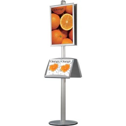 Brosjyrestativ Multistand 2,dbls.50x70+4xA4 stålhylle