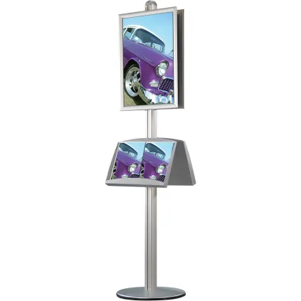 Brosjyrestativ Multistand 2,dbls.70x100+4xA4 stålhylle