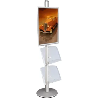 Brosjyrestativ Multistand 3,enk.sid.50x70+4xA4 akr.hylle