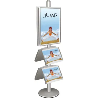 Brosjyrestativ Multistand 4,dbls.50x70+8xA4 stålhylle