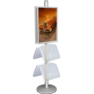 Brosjyrestativ Multistand 4,dbls.50x70+8xA4 akr.hylle