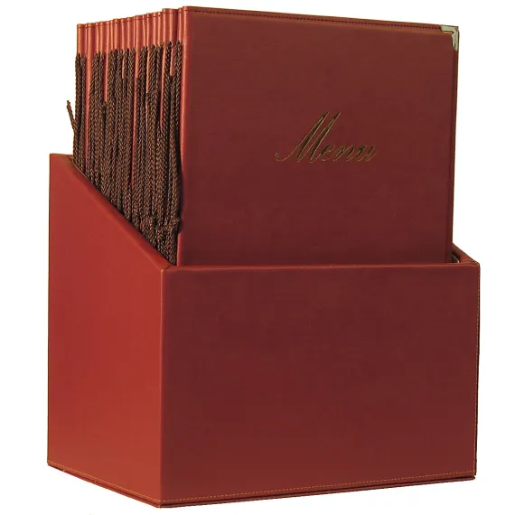 Menymappe Classic A4,Vinrød,20 stk i oppbevaringsboks