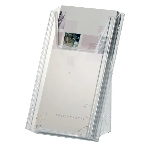 Brosjyrestativ Combi 1xA4,Bord/vegg,Startkit,Stående,Transparent