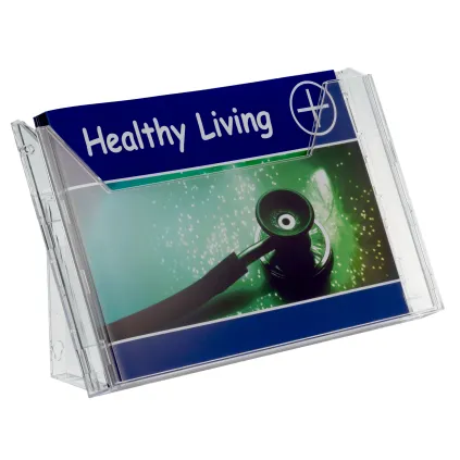 Brosjyrestativ Combi 1xA4,Bord/vegg,Startkit,Liggende,Transparent