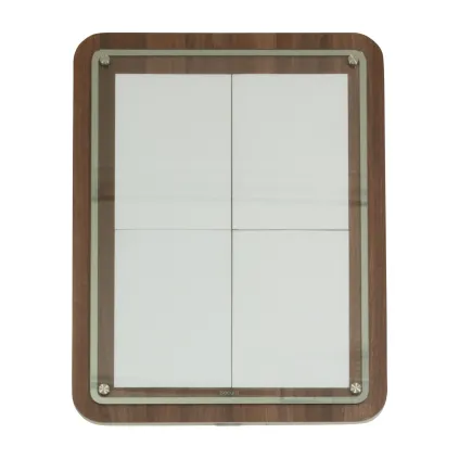 Meny-/Infodisplay 4xA4, Valnøtt laminert, Glass frontplate