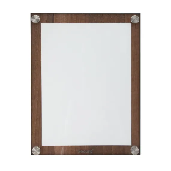 Meny-/Infodisplay 1xA4, Valnøtt laminert, Glass frontplate