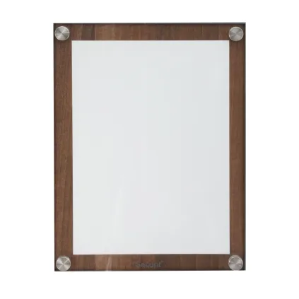 Meny-/Infodisplay 1xA4, Valnøtt laminert, Glass frontplate