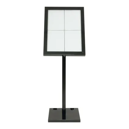 Meny-/Infodisplay 4xA4,LED,Sort lakkert stål,stående/liggende