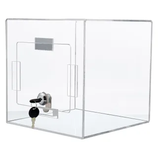 Visittkortboks m/lås,Akryl 20,5x20,5x20,5cm.