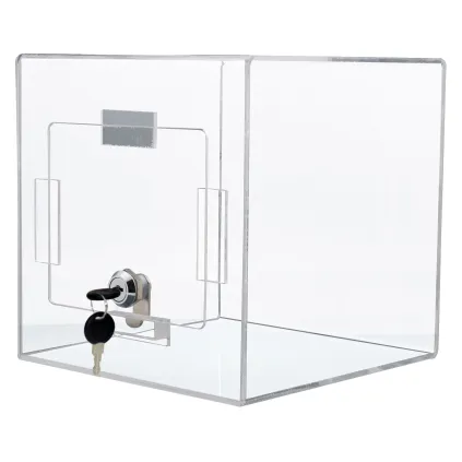 Visittkortboks m/lås,Akryl 20,5x20,5x20,5cm.