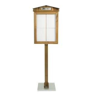 Meny-/Infodisplay 4xA4,LED,Lakkert tre med fot