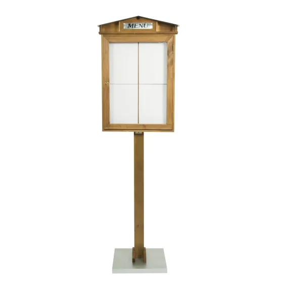 Meny-/Infodisplay 4xA4,LED,Lakkert tre med fot