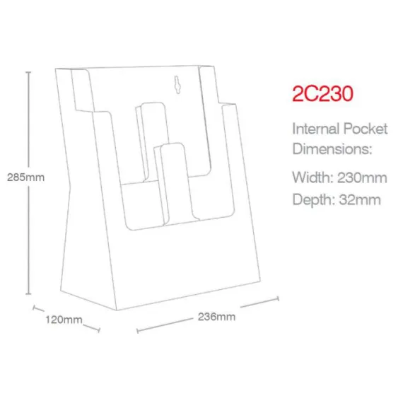 Brosjyreholder 2xA4,Bord-2C230