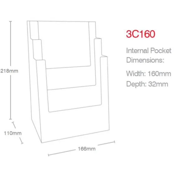 Brosjyreholder 3xA5,Bord-3C160